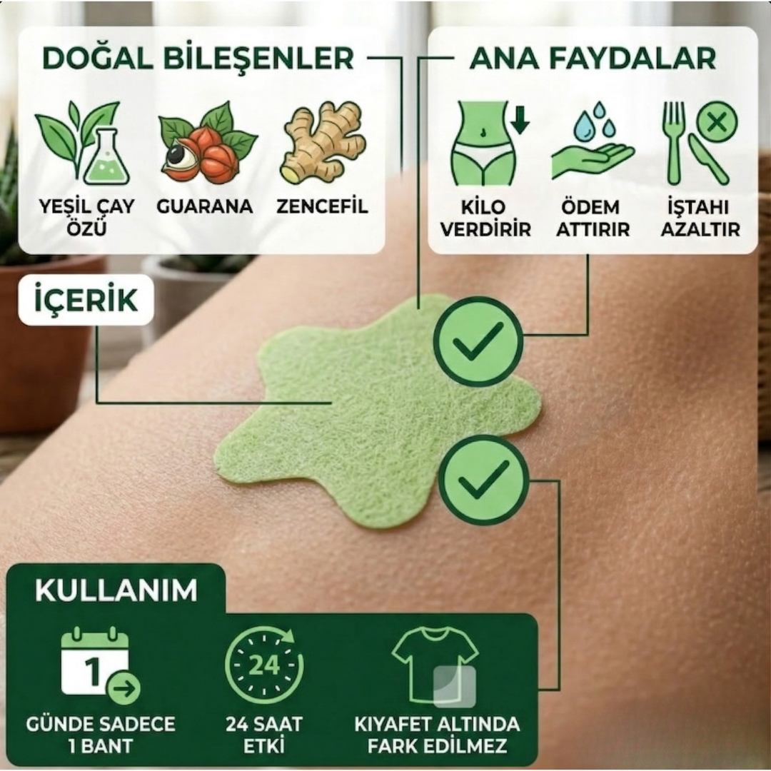 Bantify Diyetbant Zayıflama Bandı | Doğal Yağ Yakıcı ve Ödem Attırıcı 1 Paket 30 Bant İçerir