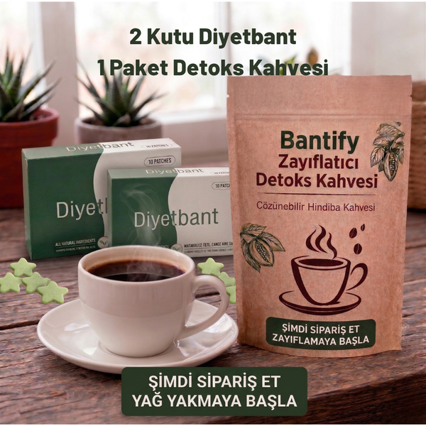 Bantify Diyet ve Yağ Yakma Paketi - 2 Kutu Diyetbant + 1 Paket Detoks Kahvesi (Kişiye Özel Diyet Listesi Hediyeli)